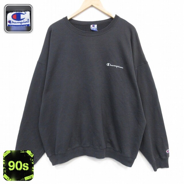 チャンピオン 90s 長袖スウェット ワンポイントロゴ ブラック メンズXL相当 | 古着