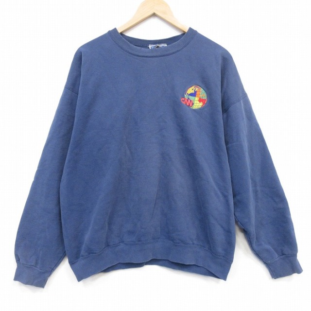 CNN 00s 長袖スウェット ネイビー メンズXL相当 | 古着