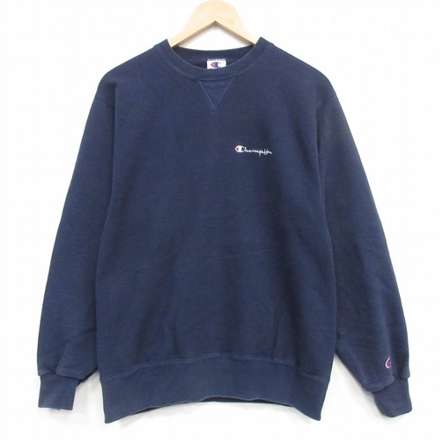 チャンピオン 90s 長袖スウェット ワンポイントロゴ ネイビー メンズM相当 | 古着