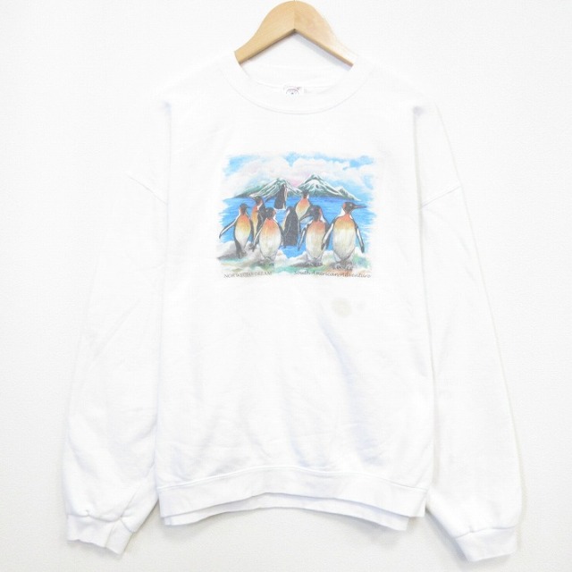 ペンギン 90s 長袖スウェット ホワイト メンズXL相当 | 古着