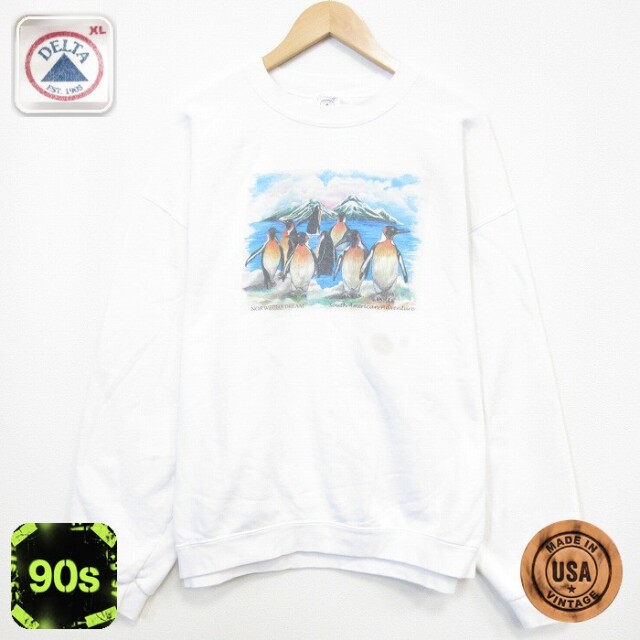 ペンギン 90s 長袖スウェット ホワイト メンズXL相当 | 古着