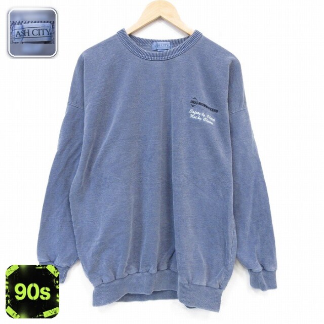 カナダ製 90s 長袖スウェット 霜降り ネイビー メンズXL相当 | 古着