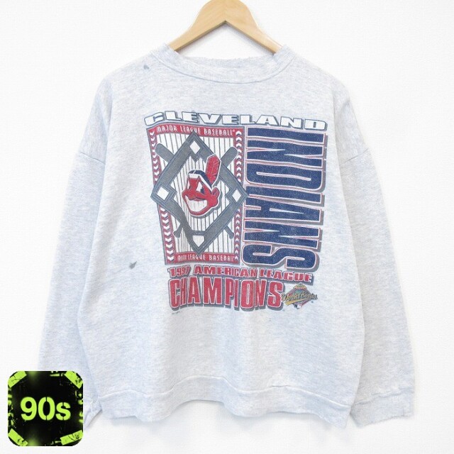 90s 長袖スウェット クリーブランドインディアンス グレー メンズXL相当 | 古着