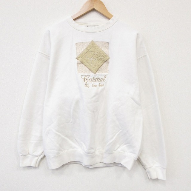 Carmel 90s 長袖スウェット 刺繍 ホワイト メンズXL相当 | 古着