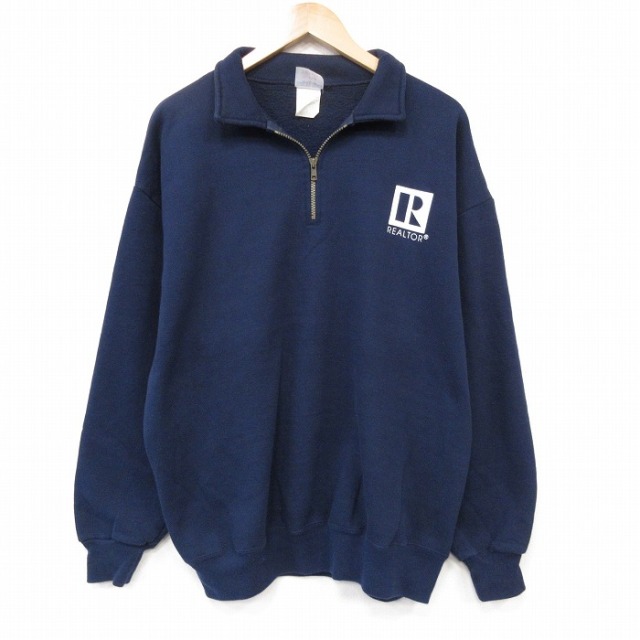 ジャージーズ 00s ハーフジップスウェット REALTOR ネイビー メンズXL相当 | 古着