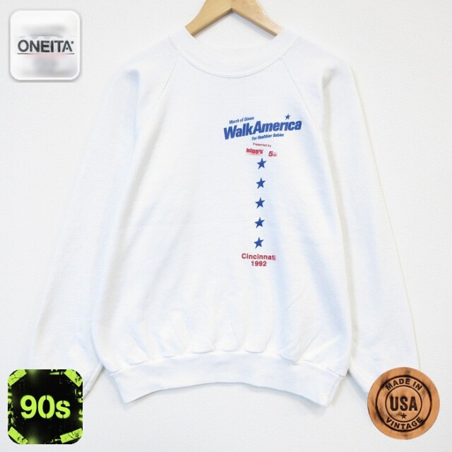 オニータ 90s 長袖スウェット ウォークアメリカ ホワイト メンズL相当 | 古着