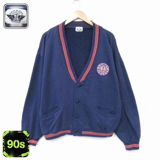 ドッカーズ 90s 長袖スウェットカーディガン ネイビー メンズXL相当 | 古着