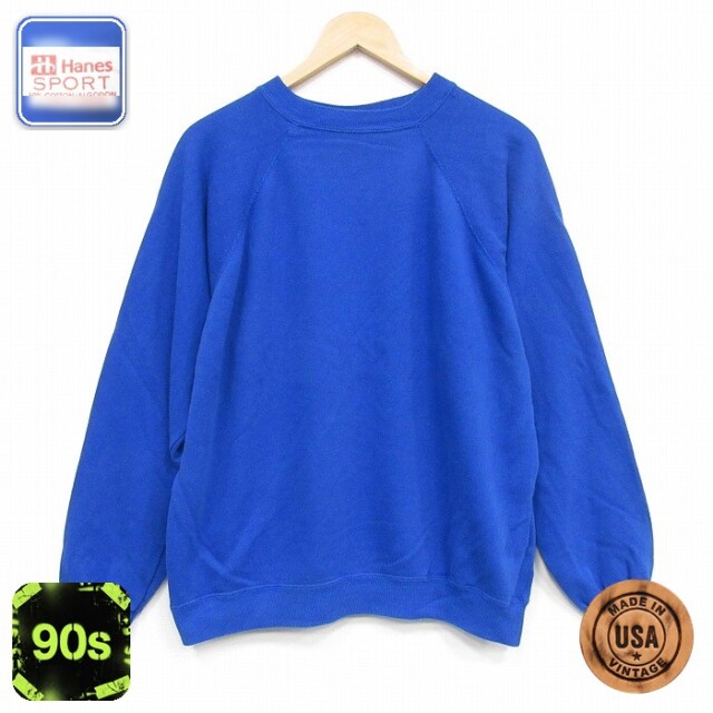 ヘインズ 90s 長袖スウェット ラグラン ブルー メンズL相当 | 古着