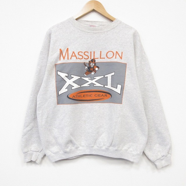 PLUMA 90s 長袖スウェット MASSILLON グレー メンズL相当 | 古着