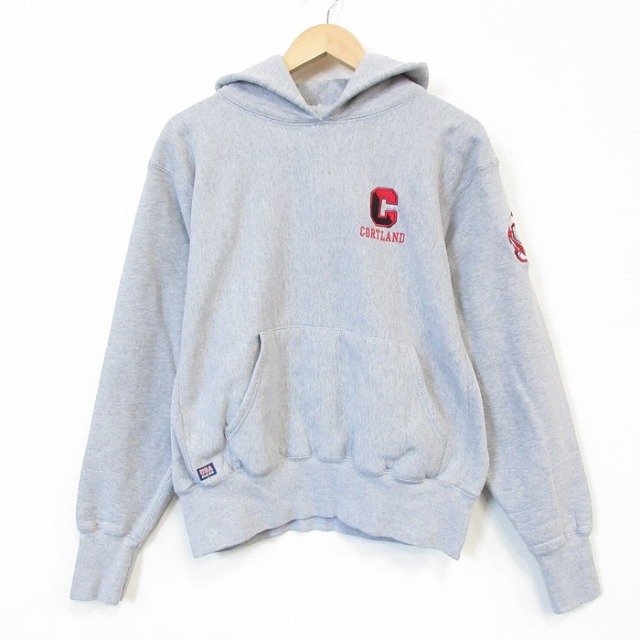XL★古着 長袖 スウェット パーカー メンズ 90年代 90s CORTLAND リバースタイプ USA製 グレー 霜降り 26jul29