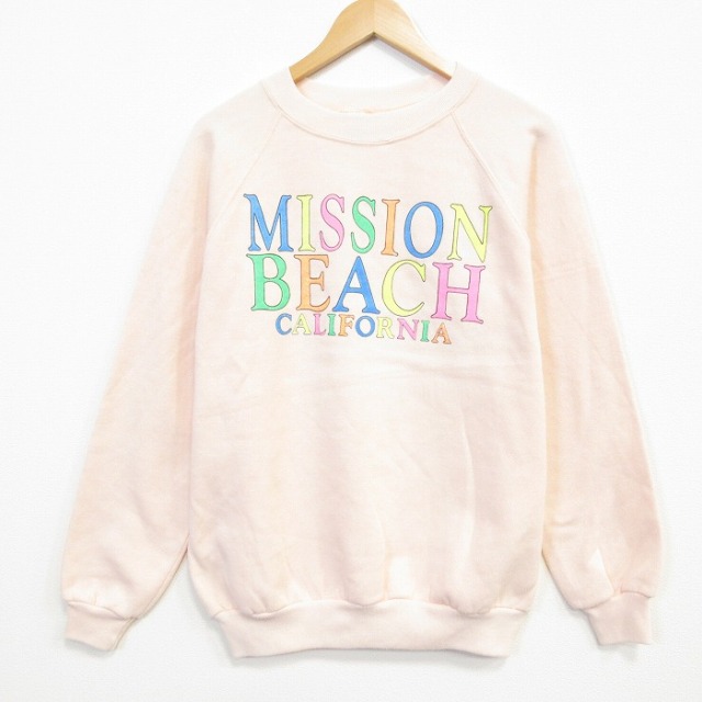 L★古着 長袖 スウェット メンズ 90年代 90s MISSION ラグラン クルーネック USA製 オレンジ 26jul29