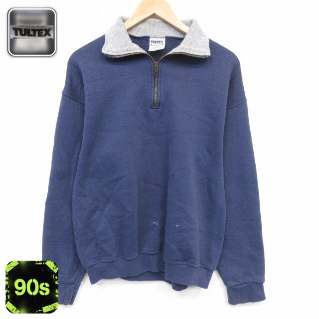 TULTEX 90s 長袖ハーフジップスウェット ネイビー メンズM相当 | 古着