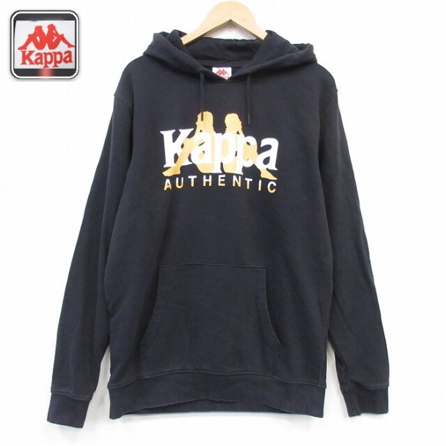 Kappa 長袖 スウェット パーカー ビッグロゴ ブラック メンズL相当 | 古着