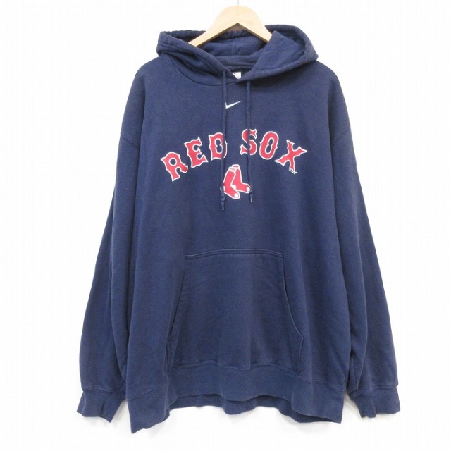 ナイキ 00s 長袖パーカー MLBボストンレッドソックス ネイビー メンズXL相当 | 古着