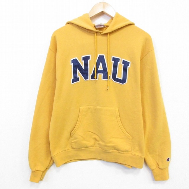 チャンピオン 00s 長袖パーカー NAU イエロー メンズM相当 | 古着