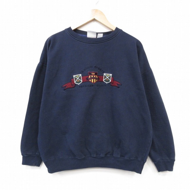 アメリカンスピリット 00s 長袖スウェット 刺繍 ネイビー メンズXL相当 | 古着