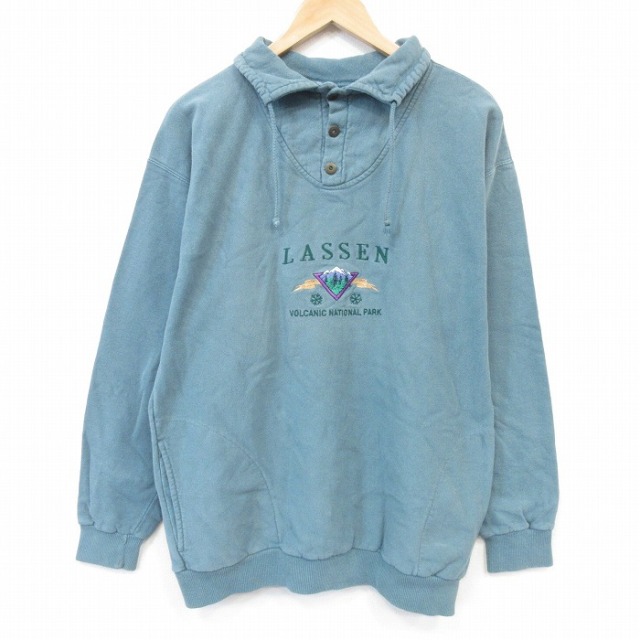 90s 長袖スウェット LASSEN刺繍 グリーン メンズL相当 | 古着