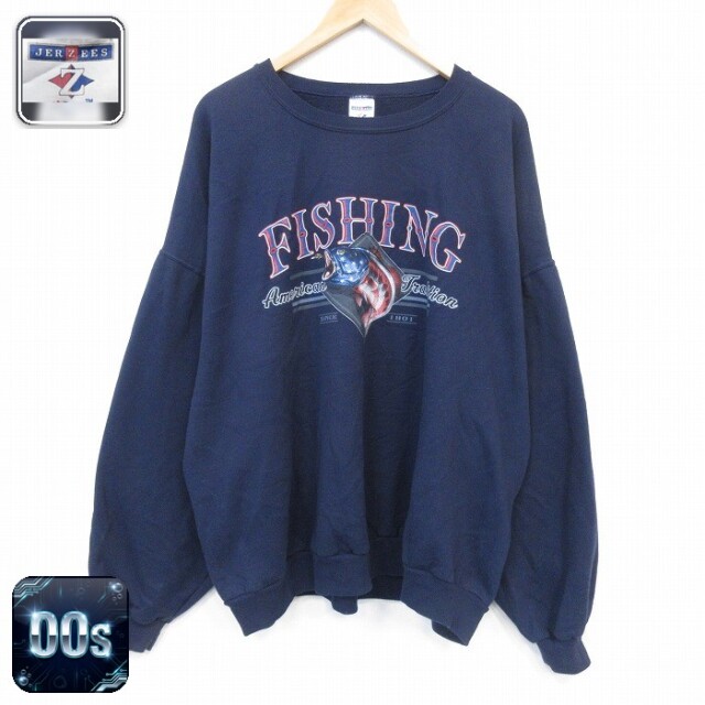 00s 長袖スウェット 魚 ネイビー メンズXL相当 | 古着