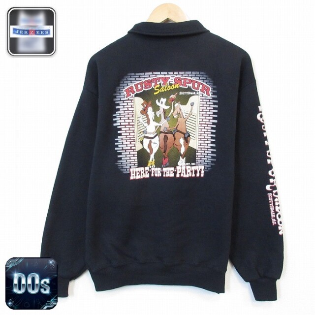 ジャージーズ 00s ハーフジップスウェット 馬 ブラック メンズL相当 | 古着