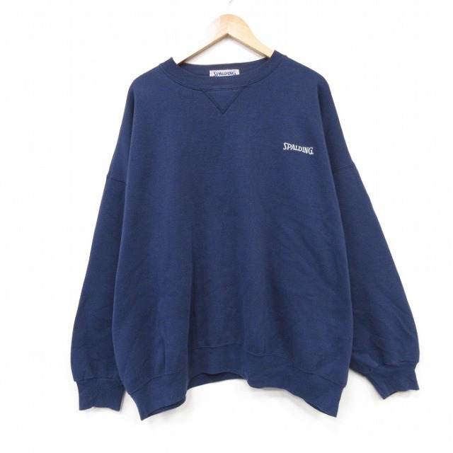 スポルティング 90s 長袖スウェット ワンポイントロゴ ネイビー メンズXL相当 | 古着