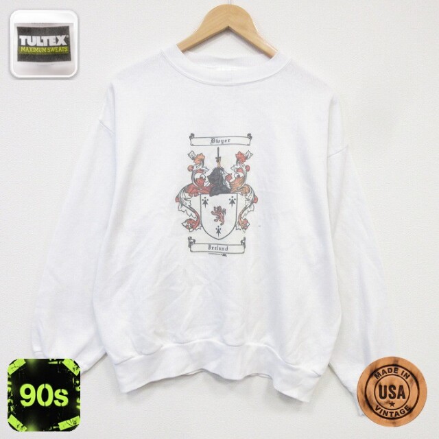 TULTEX 90s 長袖スウェット アイルランド ホワイト メンズL相当 | 古着