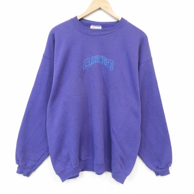 ヘインズ 90s 長袖スウェット オハイオ刺繍 パープル メンズL相当 | 古着