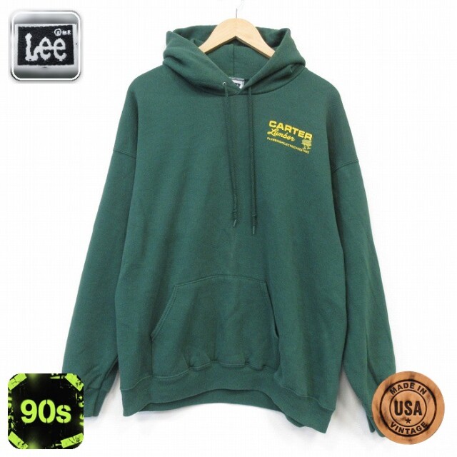 リー 90s 長袖スウェットパーカー CARTER グリーン メンズXL相当 | 古着