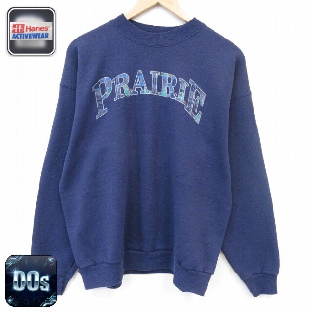 ヘインズ 00s 長袖スウェット PRAIRIE ネイビー メンズL相当 | 古着