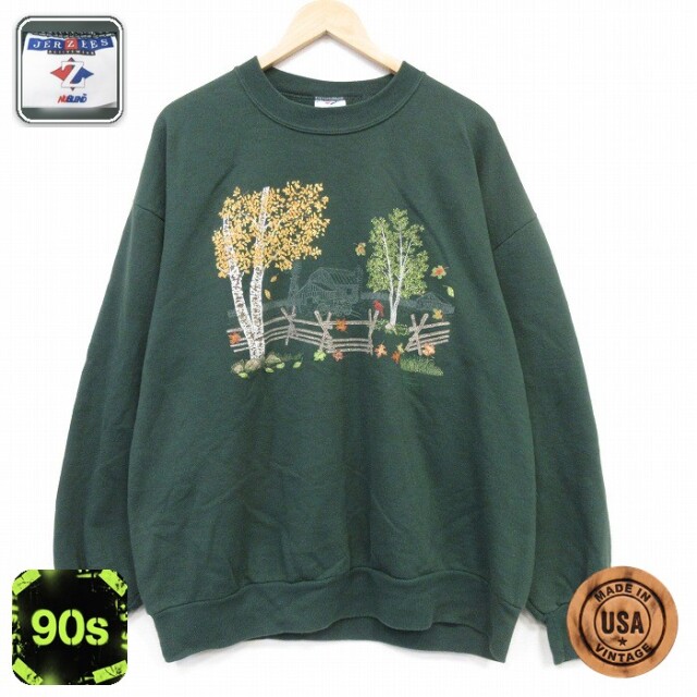 ジャージーズ 90s 長袖スウェット グリーン メンズXL相当 | 古着