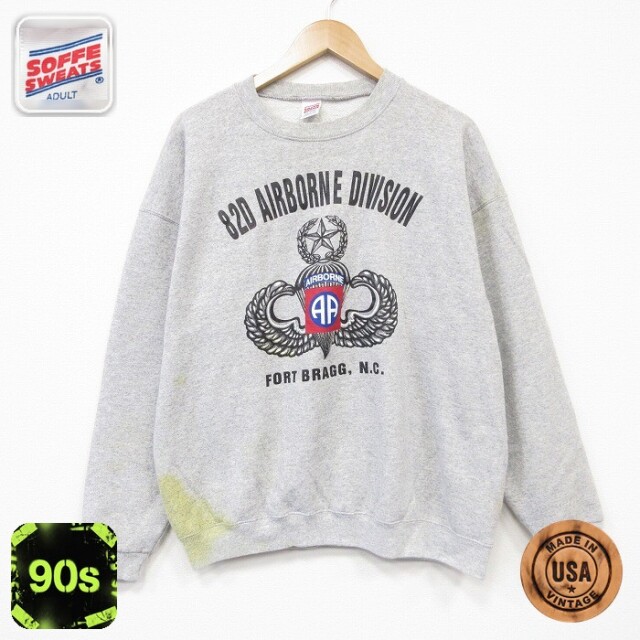 90s 長袖スウェット ミリタリー エアボーン グレー メンズXL相当 | 古着