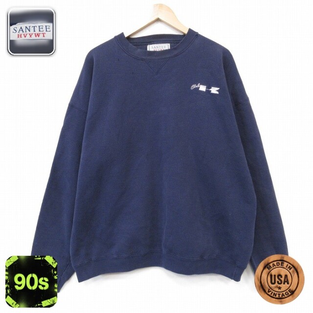 長袖 スウェット 90s Clubk クルーネック USA製 ネイビー メンズXL相当 | 古着
