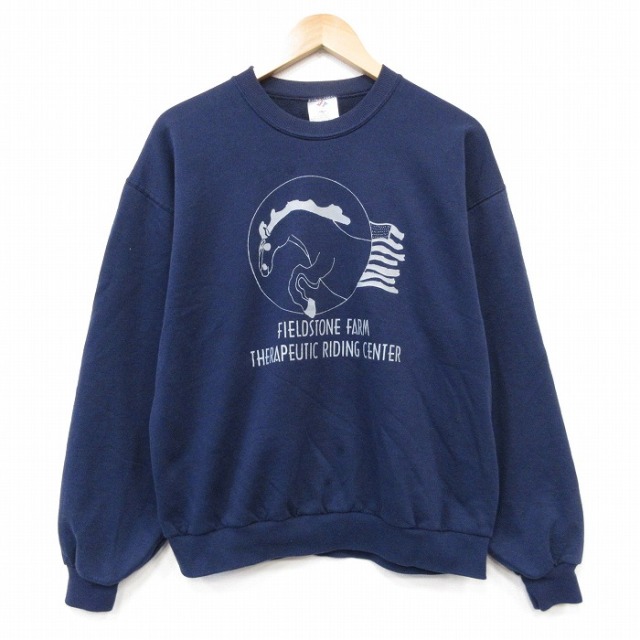 ジャージーズ 00s 長袖スウェット 馬 ネイビー メンズM相当 | 古着
