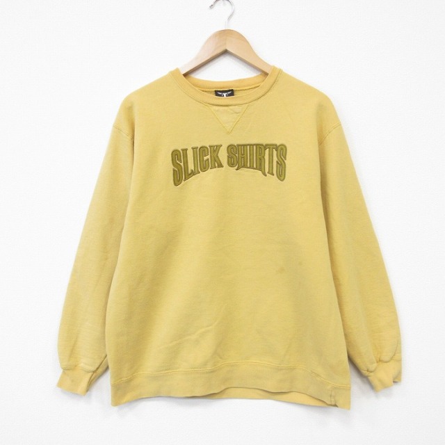 ヘインズ 長袖スウェット SLICK SHIRTS刺繍 イエロー メンズM相当 | 古着