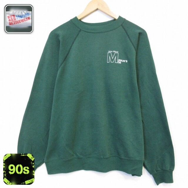 ヘインズ 90s 長袖スウェット MURRAYS MOB ラグラン グリーン メンズXL相当 | 古着