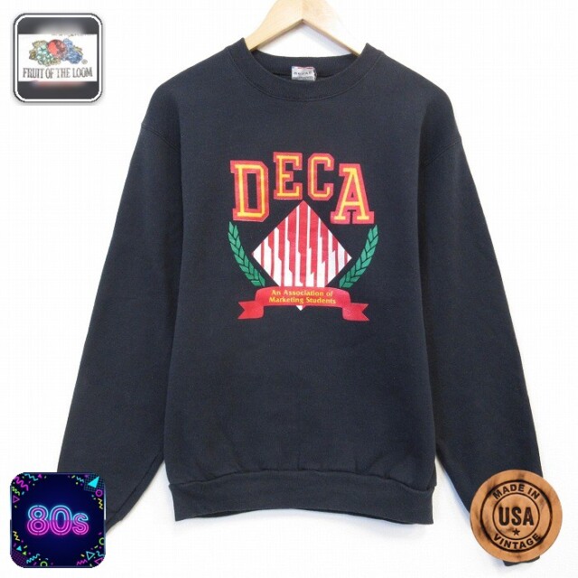 フルーツオブザルーム 80s 長袖スウェット DECA ブラック メンズM相当 | 古着