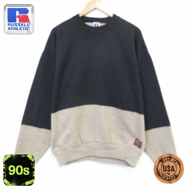 ラッセル 90s 長袖スウェット ツートンカラー ブラック メンズXL相当 | 古着