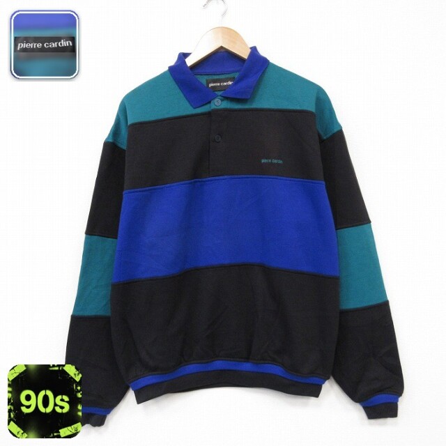 ピエールカルダン 90s 長袖スウェット 襟付き ブラック メンズL相当 | 古着