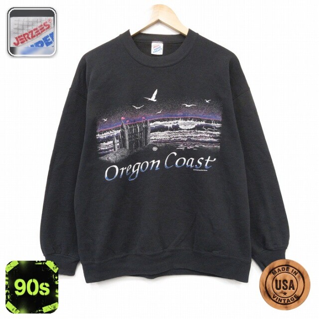 オレゴン 90s 長袖スウェット ブラック メンズL相当 | 古着