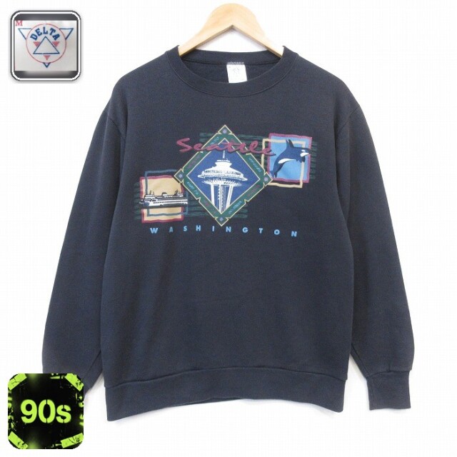 90s 長袖スウェット ワシントン シアトル ブラック メンズS相当 | 古着