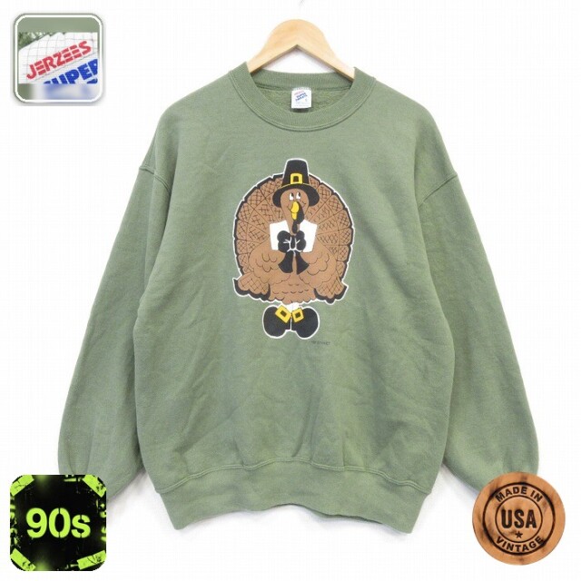 ジャージーズ 90s 長袖スウェット 鳥 カーキ メンズL相当 | 古着