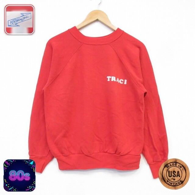 80s ラグランスウェット TRACI レッド メンズM相当 | 古着