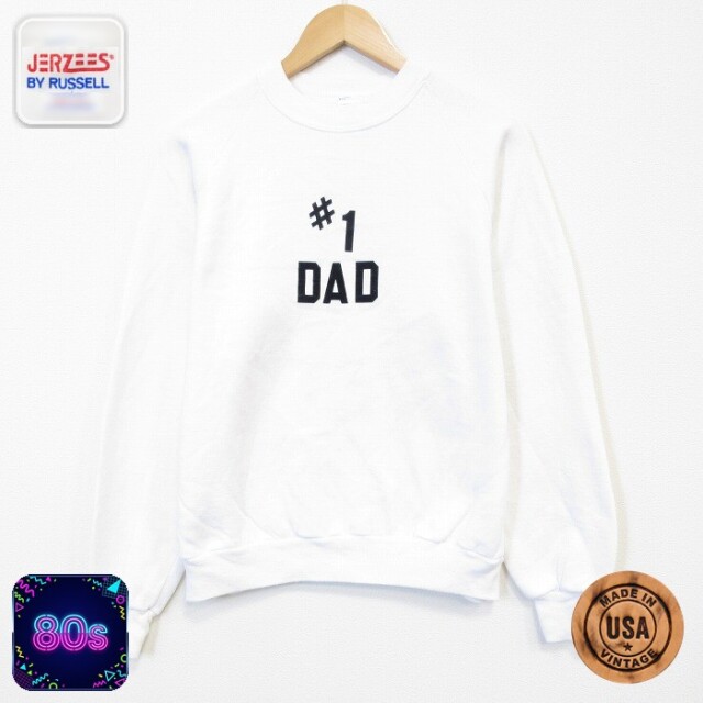 80s 長袖スウェット DAD ラグラン ホワイト メンズM相当 | 古着