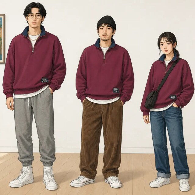 古着通販 XL☆古着 ラッセル 長袖 ハーフジップ スウェット メンズ 90