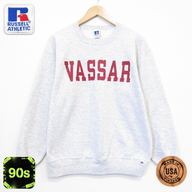 ラッセル 90s 長袖スウェット VASSAR グレー メンズL相当 | 古着