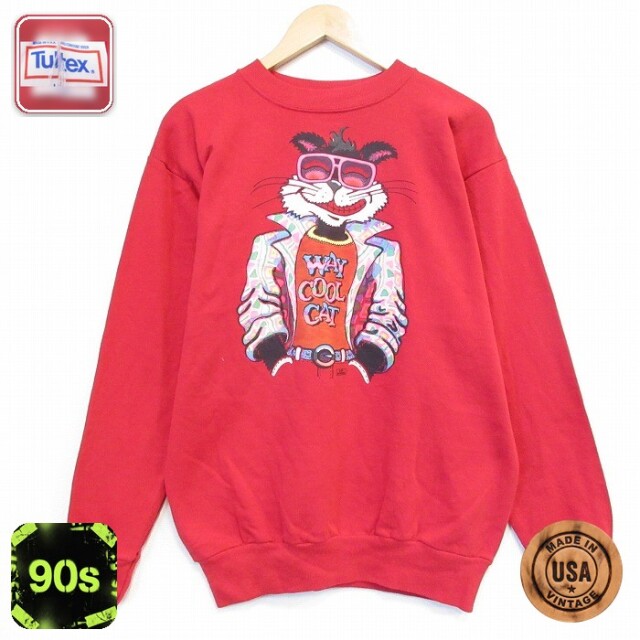 TULTEX 90s 長袖スウェット レッド メンズM相当 | 古着