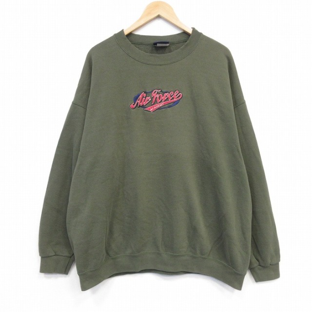 エアフォース 00s 長袖スウェット シルバー カーキ メンズXL相当 | 古着