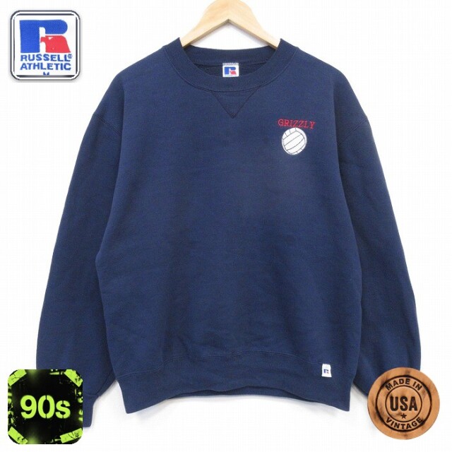 ラッセル 90s 長袖スウェット バレーボール ネイビー メンズL相当 | 古着