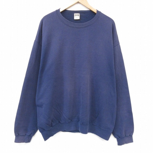 XL★古着 CHEETAH 長袖 スウェット メンズ 90年代 90s 無地 フェード 大きいサイズ クルーネック USA製 ネイビー 26sep03