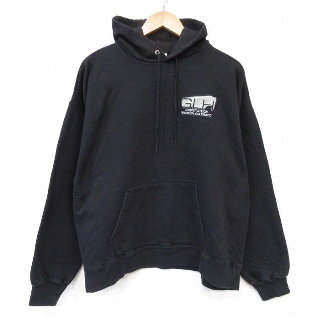 XL★古着 ヘインズ 長袖 スウェット パーカー メンズ GLH ブラック 26sep03