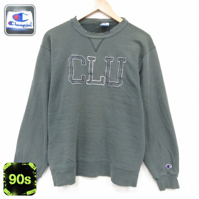 チャンピオン 90s 長袖スウェット CLU グリーン メンズL相当 | 古着